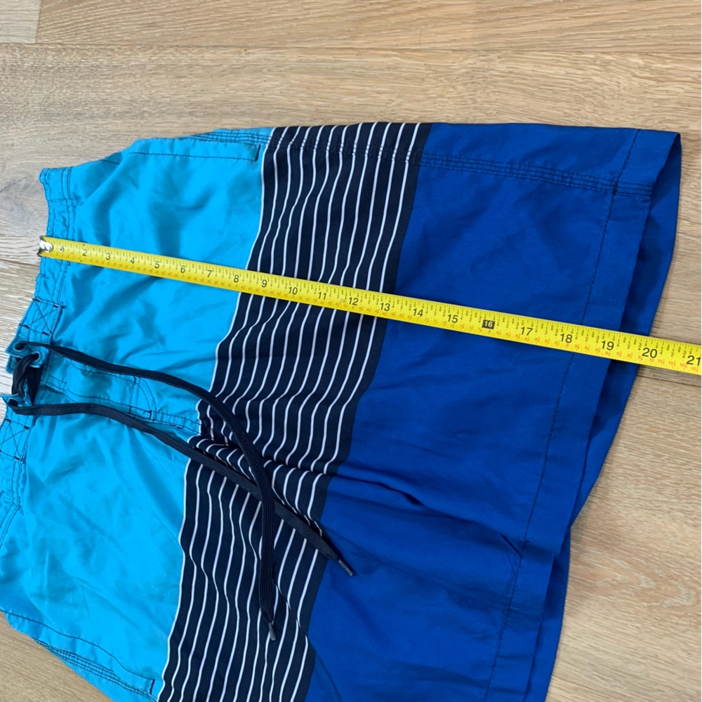 Merona Navy Blue Striped Stretch Swim Trunks Men’s M - Picture 4 of 8